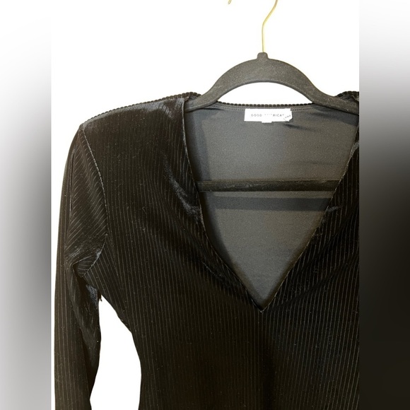 Good American All-Day Long Black Ribbed Velvet Bodysuit Size 2 - Picture 4 of 8